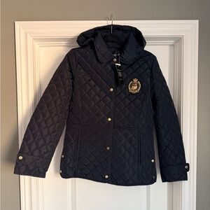 Ralph Lauren Quilted Pea Coat - Navy and Gold